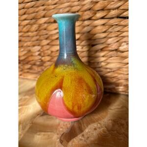 5.5” Pink/Yellow Bud Vase: Vintage